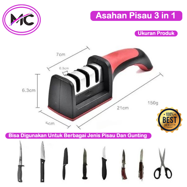 Alat Pengasah Pisau Dan Gunting 3in1 Serbaguna Alat Pengasah Penajam Pisau Serbaguna 3 Step Asahan Pisau Praktis