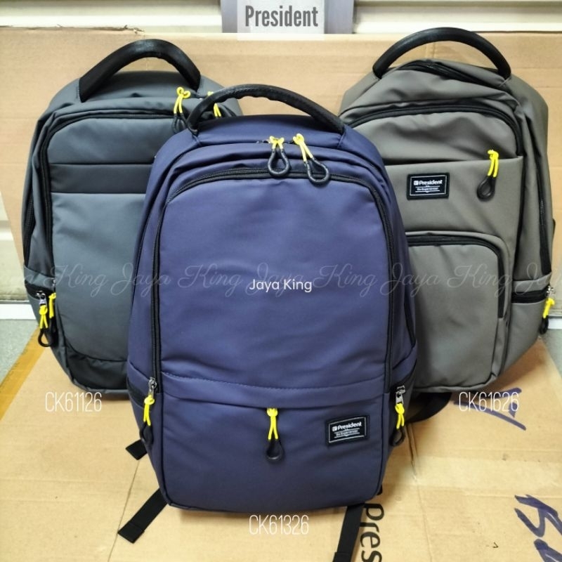 Ransel Laptop USB PRESIDENT 18 Inc Tas Sekolah Kerja Besar Pria Bahan Waterproof