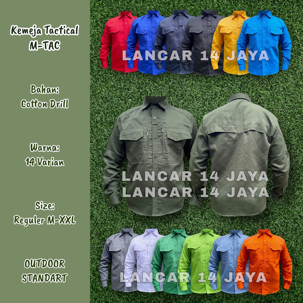 Kemeja PDL Model M-tac / Kemeja Tactical / PDH Lengan Panjang / Kemeja Lapangan Lengan Panjang Pria Size M-XXL