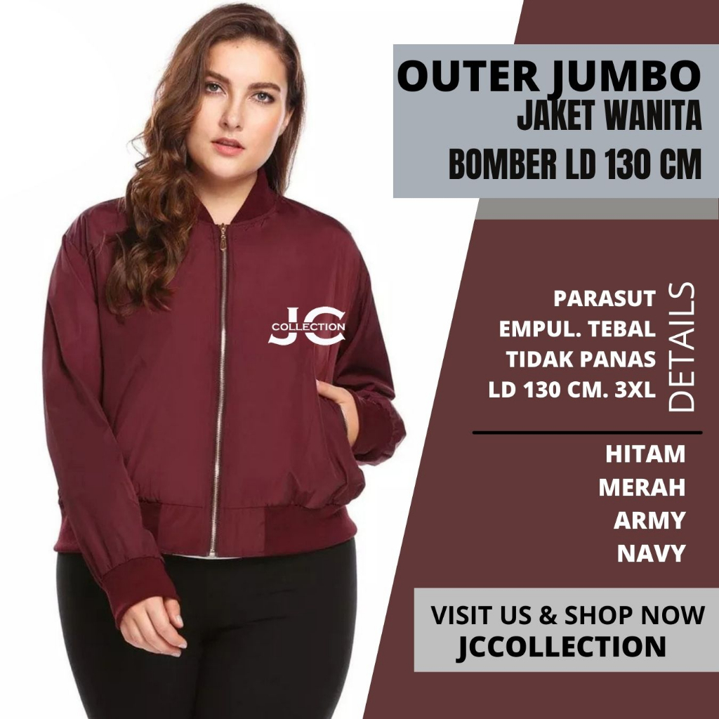 Jaket Bomber Wanita Big Size 2XL fit to 3XL / Bomber Jumbo - JCCollections