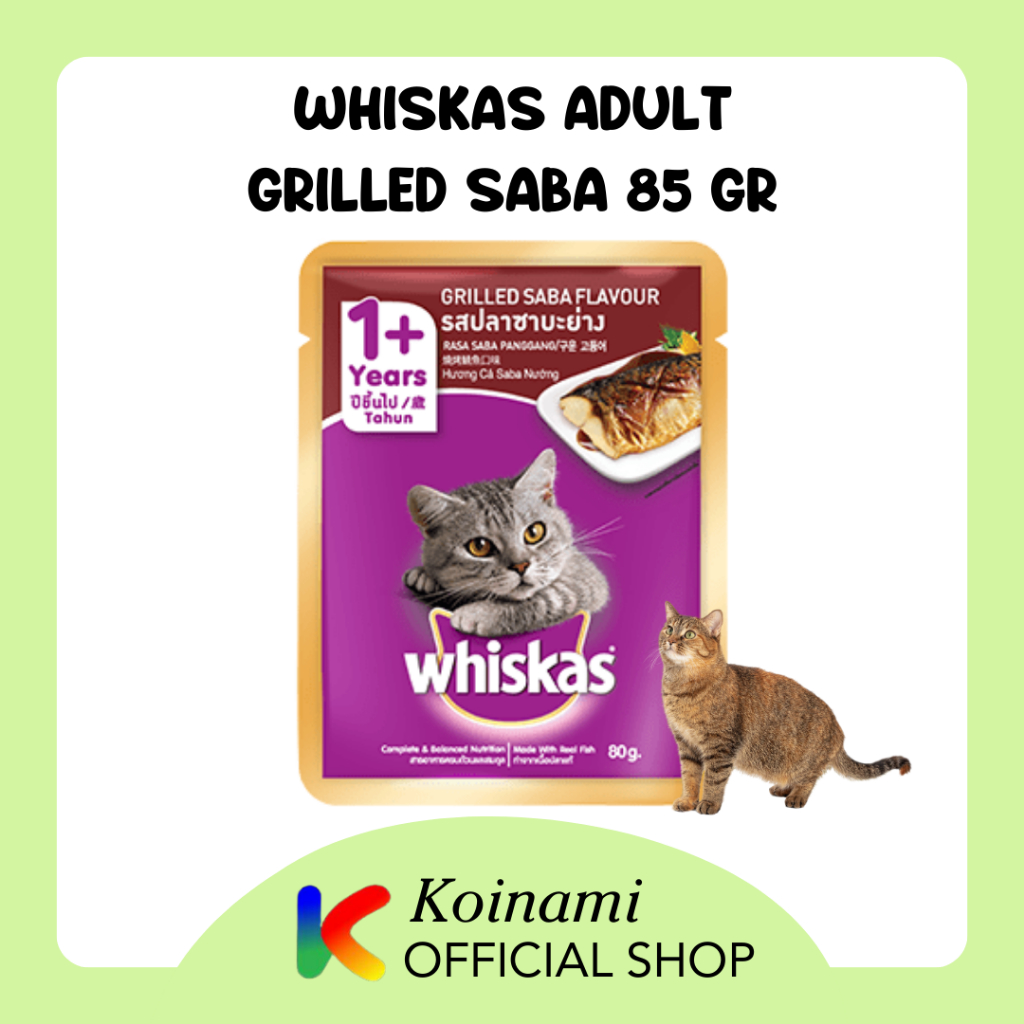 WHISKAS 85gr ADULT GRILLED SABA / ikan panggang / makanan kucing / koinami petshop / wet food