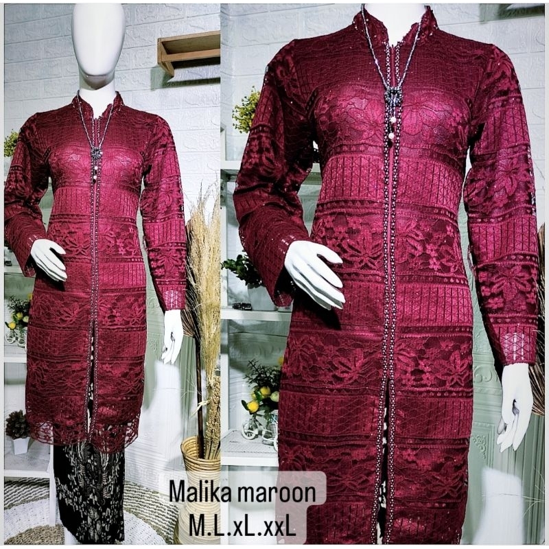 setelan brokat/kebaya modern/kebaya pesta/brokat malika/tunik atasan