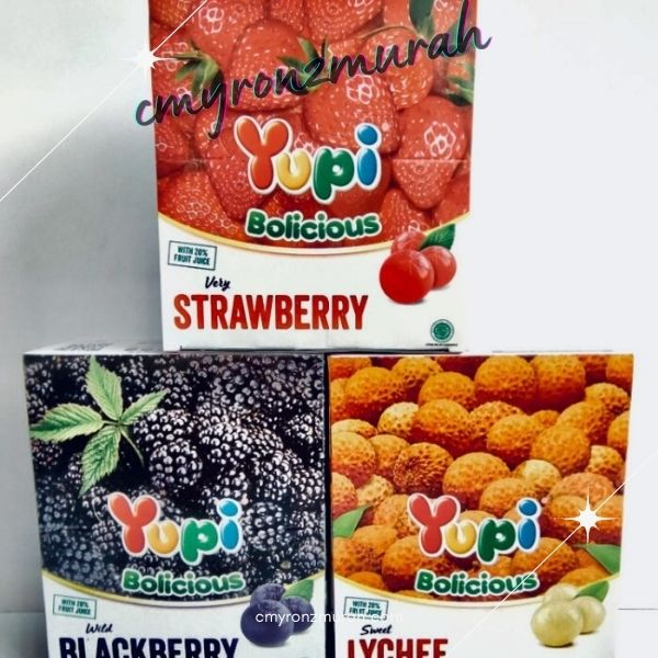 

(^◕.◕^) Permen jelly yupi bolicious strawberry/jeruk/blackberry (1 box isi 24pcs ) permen lunak enak dan murah / permen dengan tekstur kenyal