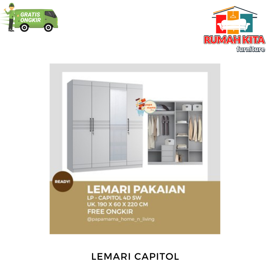 RKF - LEMARI PARTIKEL 4 PINTU SIANTANO CAPITOL