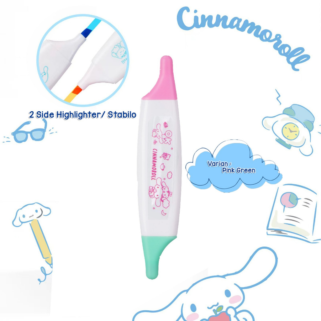 STABBILO CINAMOROL HIGHLIGHTER SANRIO CINAMOROL SPIDOL WARNA STABILO WARNA PULPEN JURNAL SPIDOL WARNA @banyak