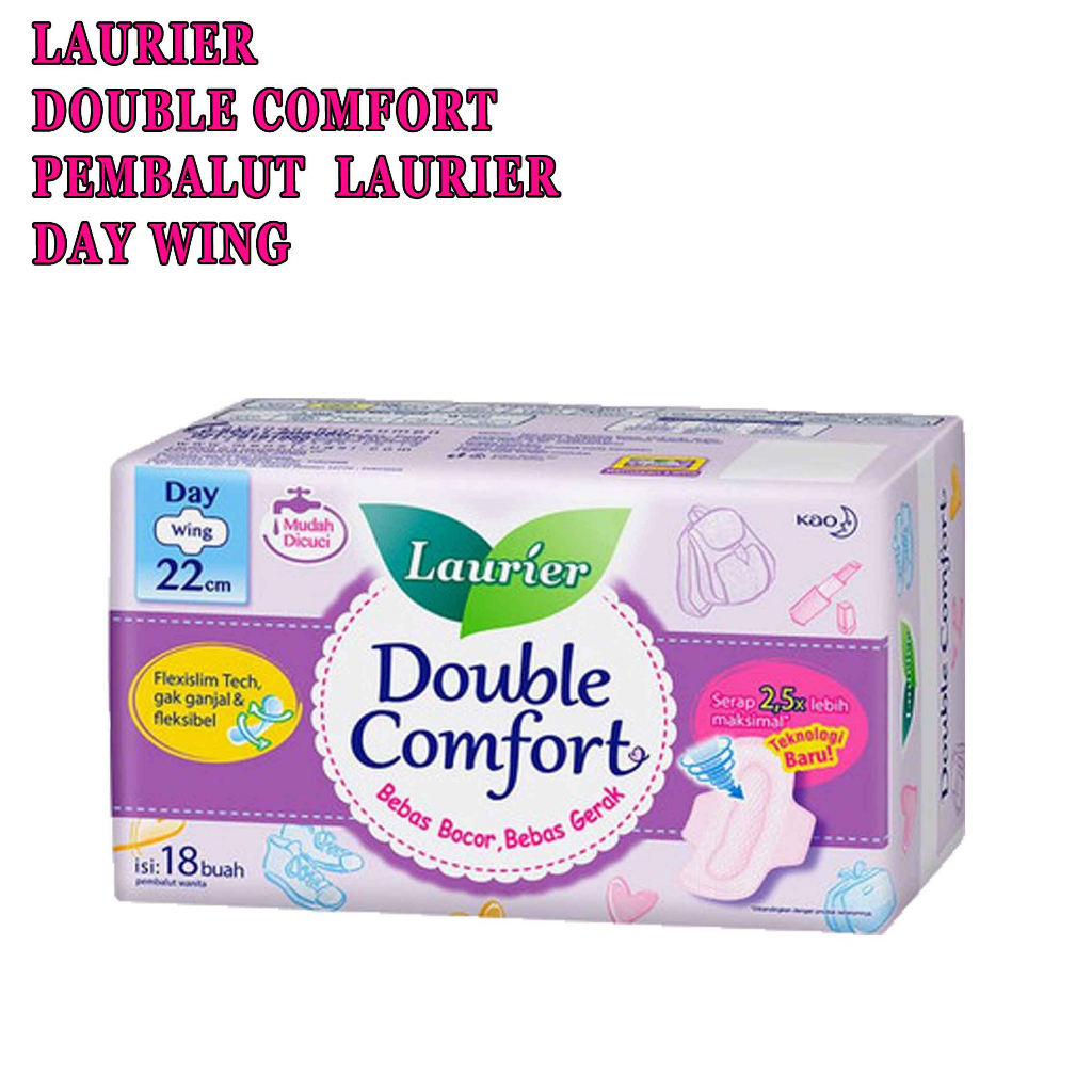 Pembalut laurier* Laurier Double Comfort* Day Wing 22cm* Isi 18 buah