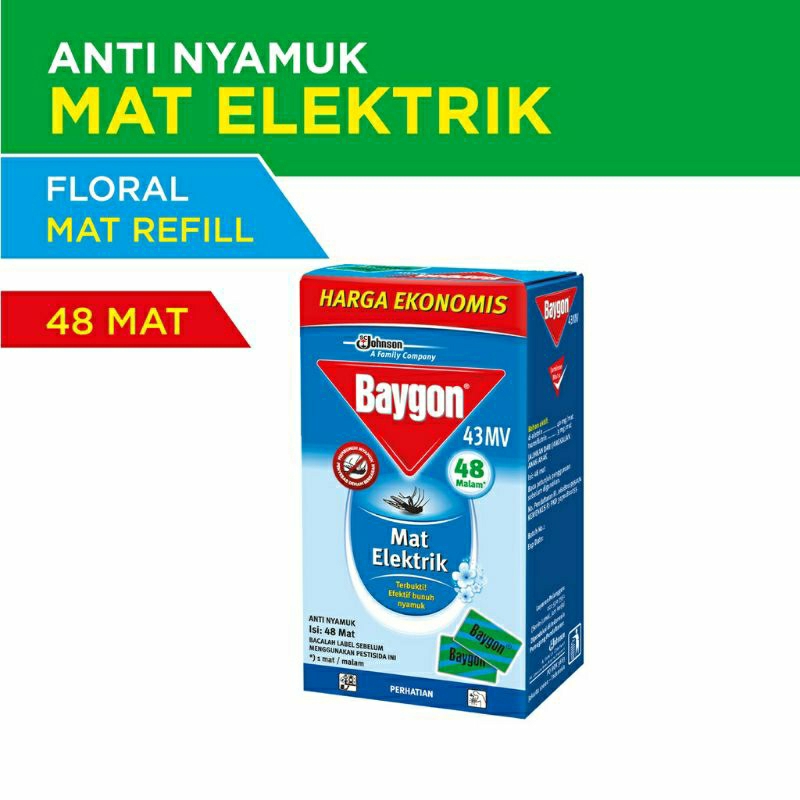 Baygon Mat Elektrik Anti Nyamuk Refill Isi 48 Mat/ Isi Ulang Obat Nyamuk Listrik