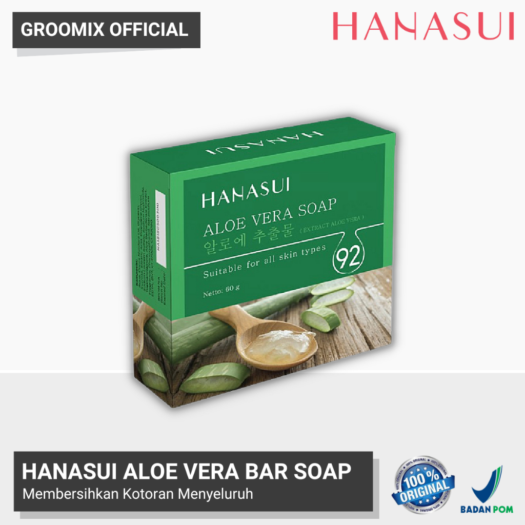 Sabun Hanasui Aloe Vera Lidah Buaya Pelembab Kulit Kering Aloevera Soap Hanasui Pembersih Kulit Wajah Dan Badan 2