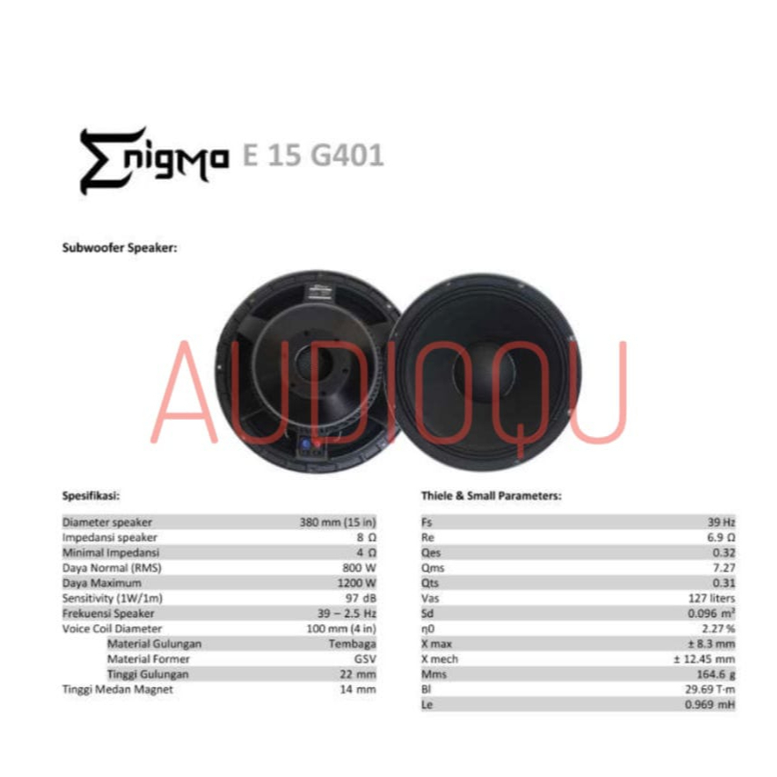 Speaker Enigma E15G401 / E 15G401 / E-15G401 15inch Vc 4in Low Sub