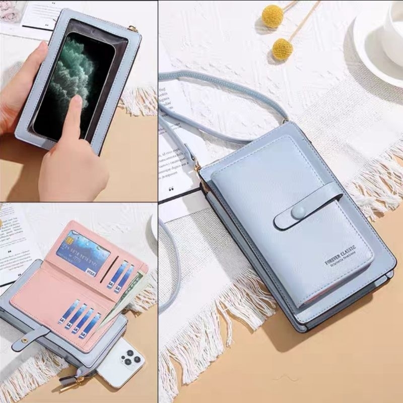 Dompet Kulit HP Wanita Touchscreen Tas selempang wanita dompet kartu