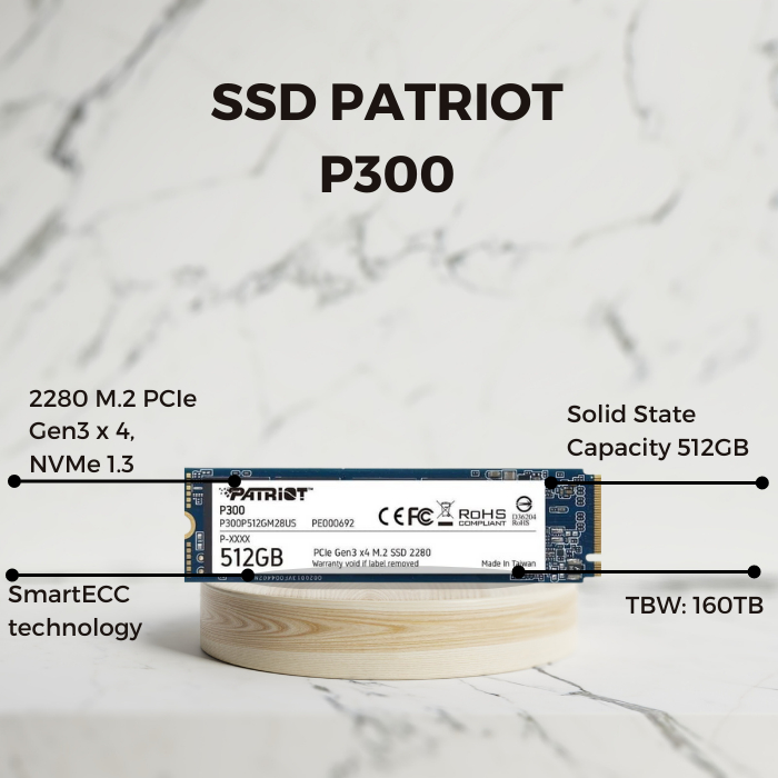 Patriot SSD P300 M.2 2280 PCI-e Gen.3 x 4 (NVMe 1.3) 512 GB