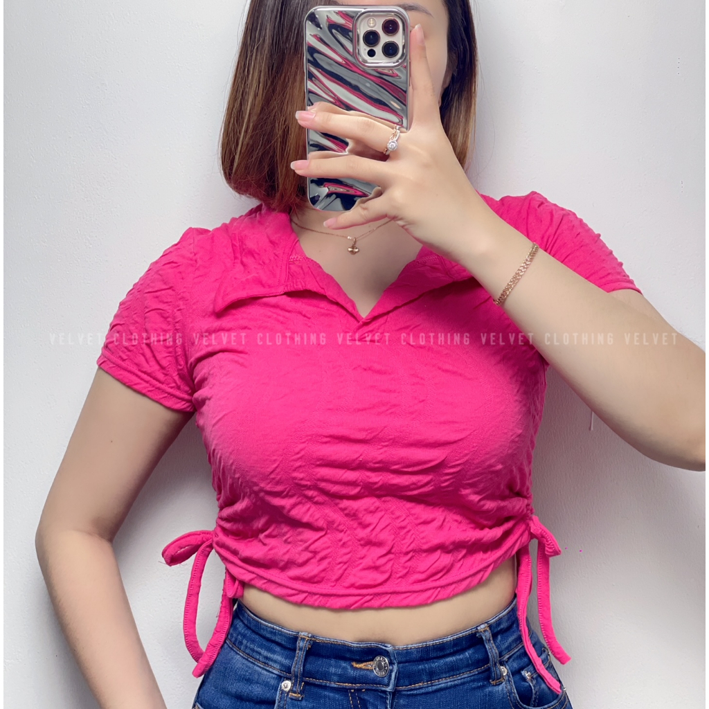 Crop Top Kerah Serut Samping / Crop Top Collar 4564