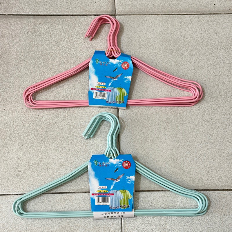 Gantungan Baju Kawat Isi 10 Pcs 36cm (Hanger Berkualitas Pastel Warna Warni) Alat Gantungan Pakaian