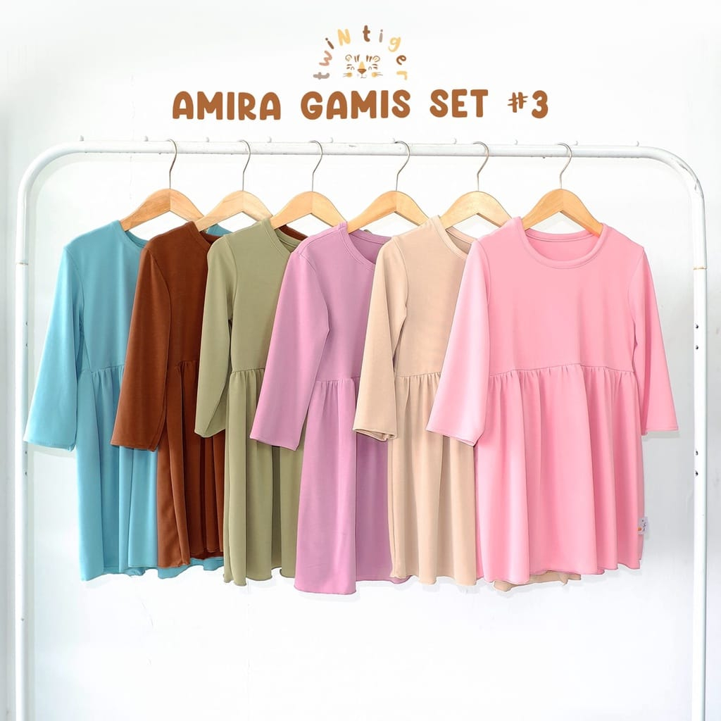 Twin Tiger Amira Gamis Set - Baju Muslim Anak Perempuan (TT-AGS) WARNA RANDOM