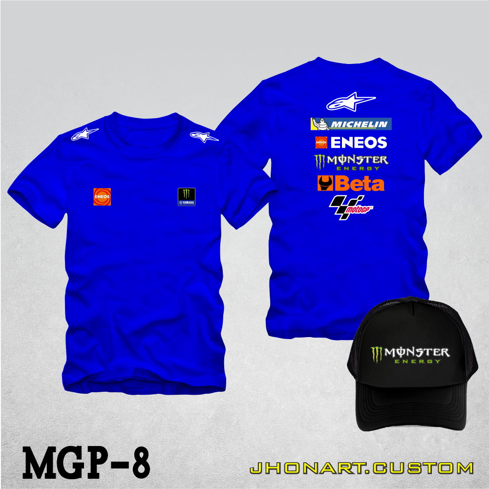 Kaos MotoGp 2023 Yamaha T-Shirt Lengan Pendek Motif Logo Team Racing Branded Distro