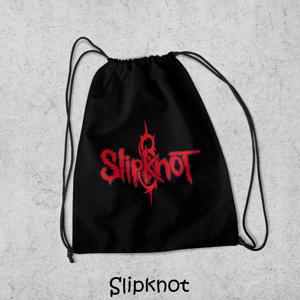 Tas Serut / String Bag Anti Air TERLENGKAP - Tas Ransel Serut Tas Olahraga Tas Sekolah Tas Serut Waterproof Pria Dan Wanita Tas Polos - Custom Bisa COD - P3-SLIPKNOT
