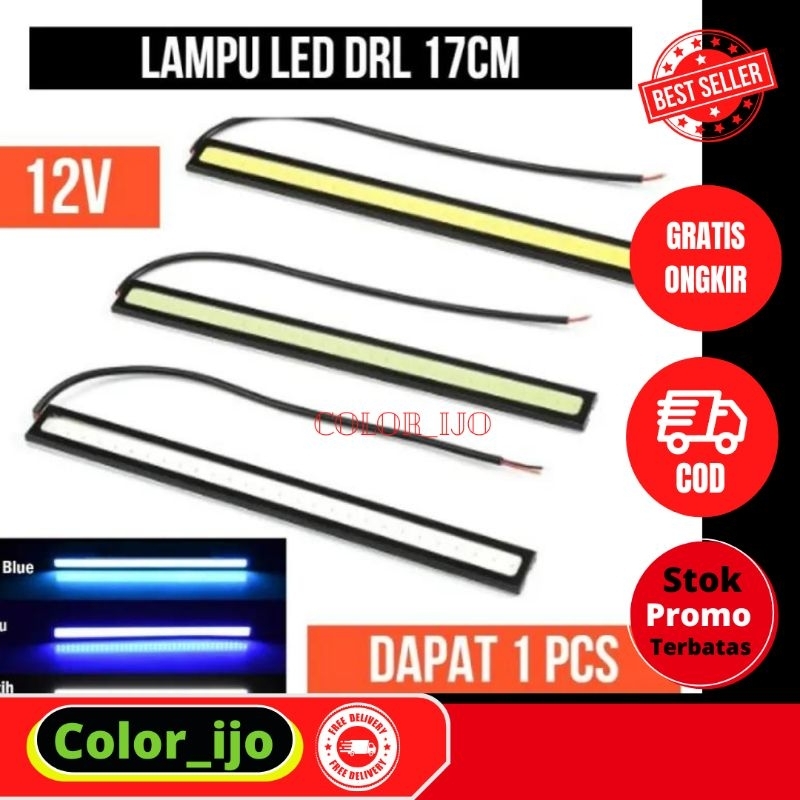 Lampu LED DRL Plasma COB 17CM Strip Depan Mobil Motor 17 CM Lem Tape