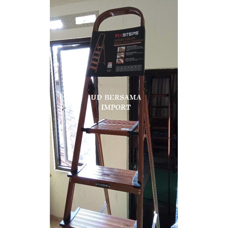 FIXSTPES Tangga Lipat Alumunium 8 Wide Step Motif Kayu/Ladder Alu