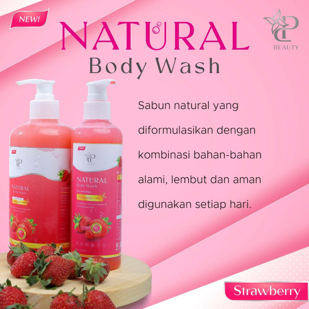 Sp Beauty Body Wash sabun cair herbal 1000ml Extra strawberry vitamin C. A &amp; Collagen. - Sabun mandi cair pemutih badan sabun cair pemutih .sabun cair herbal strawberry 1000ml