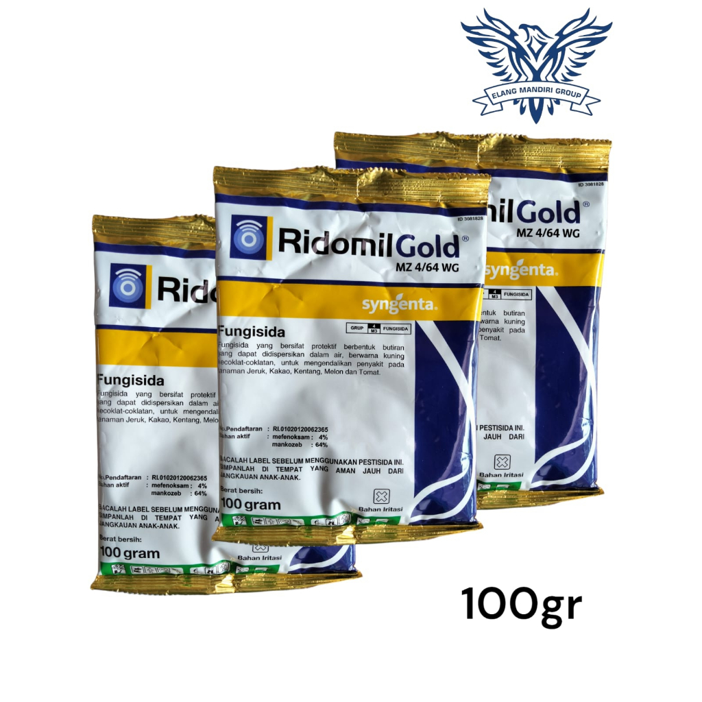 Fungisida RIDOMIL GOLD MZ 4 64 WG 100gr Kandungan Mefenoksam 4%, mankozeb 64% Mengendalikan Penyakit Pada Tanaman PT Syngenta Indonesia