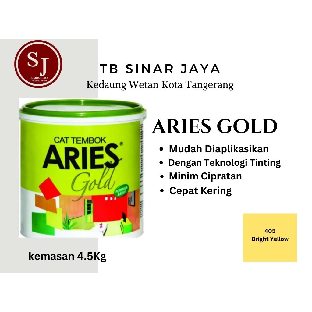 Aries Gold Galon 4.5Kg Cat Tembok Dinding Plafon Interior - 405 Bright Yellow