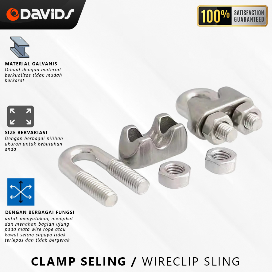 Klem Seling Clamp Sling Kuku Macan Galvanis Wire Rope Clip