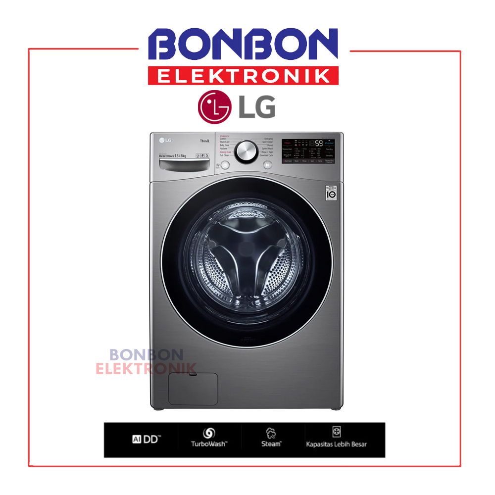 LG Mesin Cuci Front Loading 15kg F2515RTGV Dryer AI DD WIFI