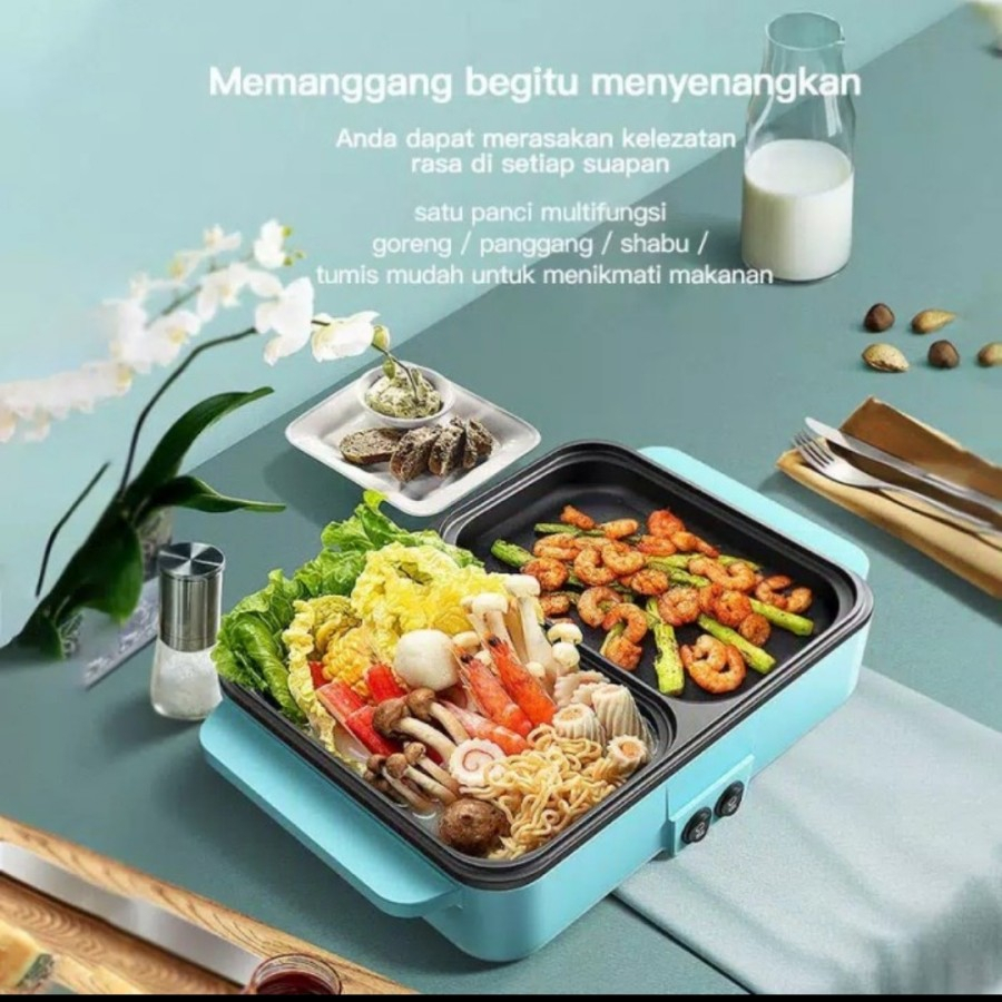 Kompor Grill Frying Pan Steambot Panggang Rebus BBQ Shabu Mini HotpotA