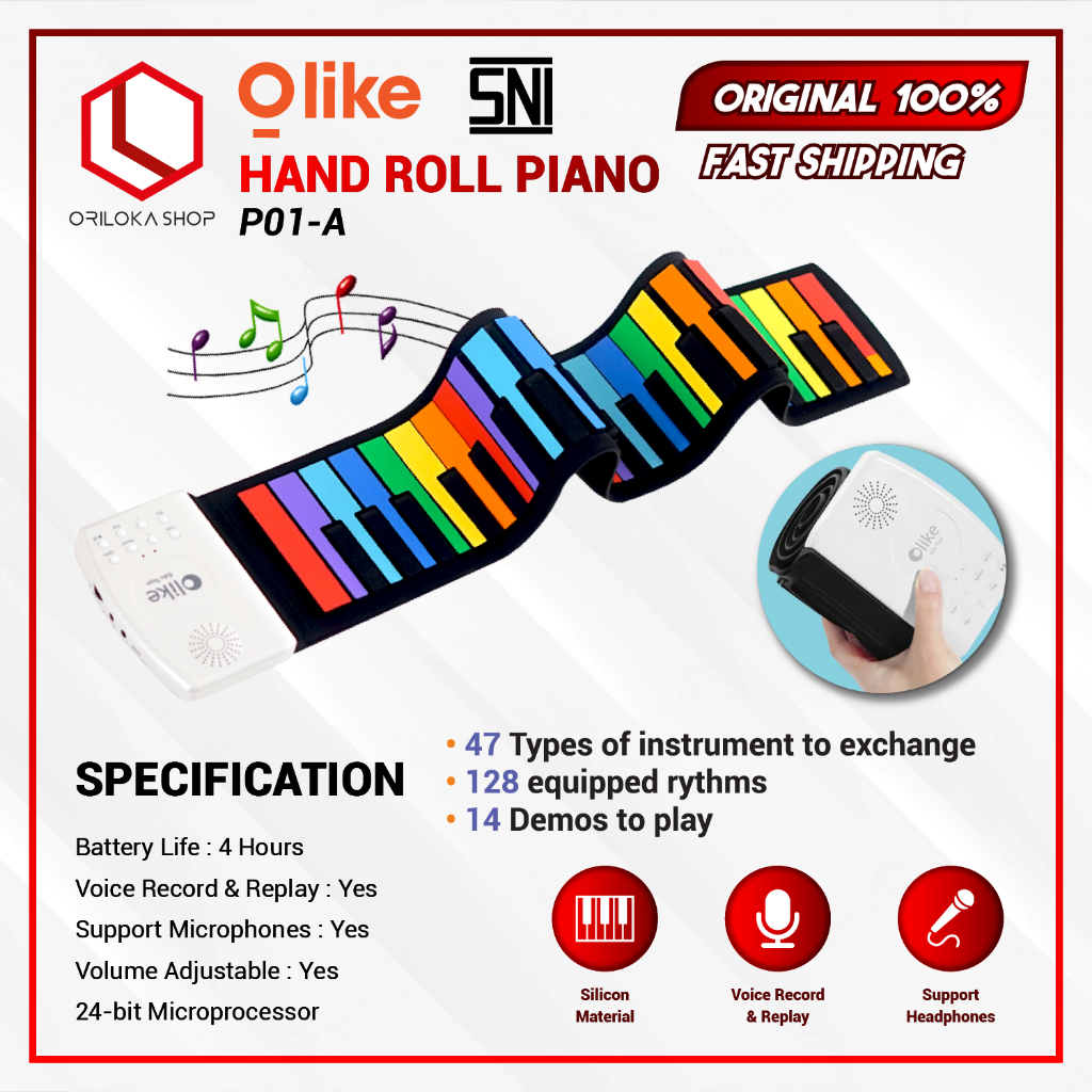 Olike Hand Roll Piano Portable / Piano Anak - Garansi Resmi Olike