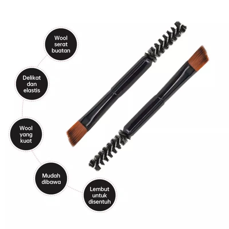 Kuas Rias Make Up Brush Eyeshadow Eyebrow Bahan Lembut Makeup Beauty Eyebrow Brush 2IN1 F997