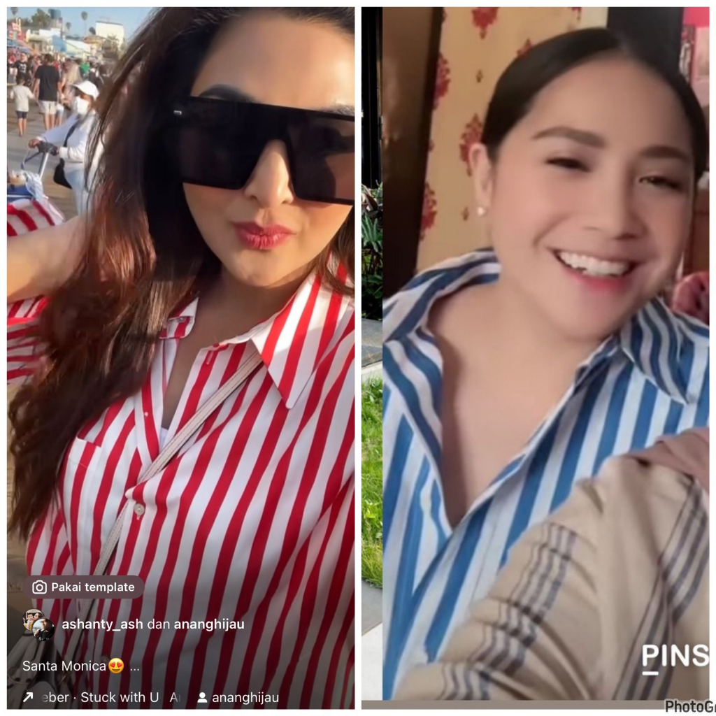 Ashanty Nagita Oversized Shirt - Kemeja Atasan Wanita Kekinian / Kemeja salur merah