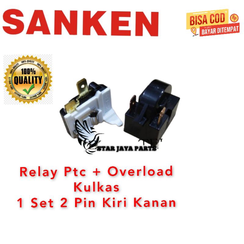 Relay ptc overload kulkas Sanken 2 pin kaki Kiri Kanan 1 dan 2 Pintu