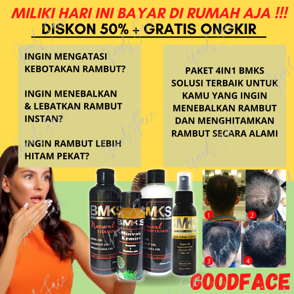 PAKET BMKS 4IN1 SHAMPO CONDITIONER MINYAK KEMIRI HAIR TONIC PENUMBUH RAMBUT BOTAK PENYUBUR RAMBUT TREATMENT RAMBUT