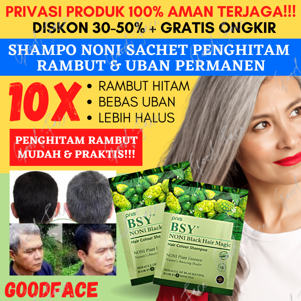 SAMPO PENGHITAM RAMBUT PERMANEN BSY NONI MAGIC BLACK HAIR SHAMPO HALAL ORIGINAL PERAWATAN RAMBUT