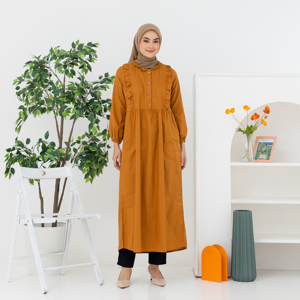 RILLEY - Gamis Isyana | Dress Panjang Muslim Wanita Katun Baju Maxi