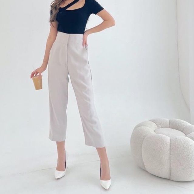 Celana High Waist Wanita | Baggy Pants Drill Gabby | Celana Panjang Bahan Katun Premium Wanita HOPYLOVY