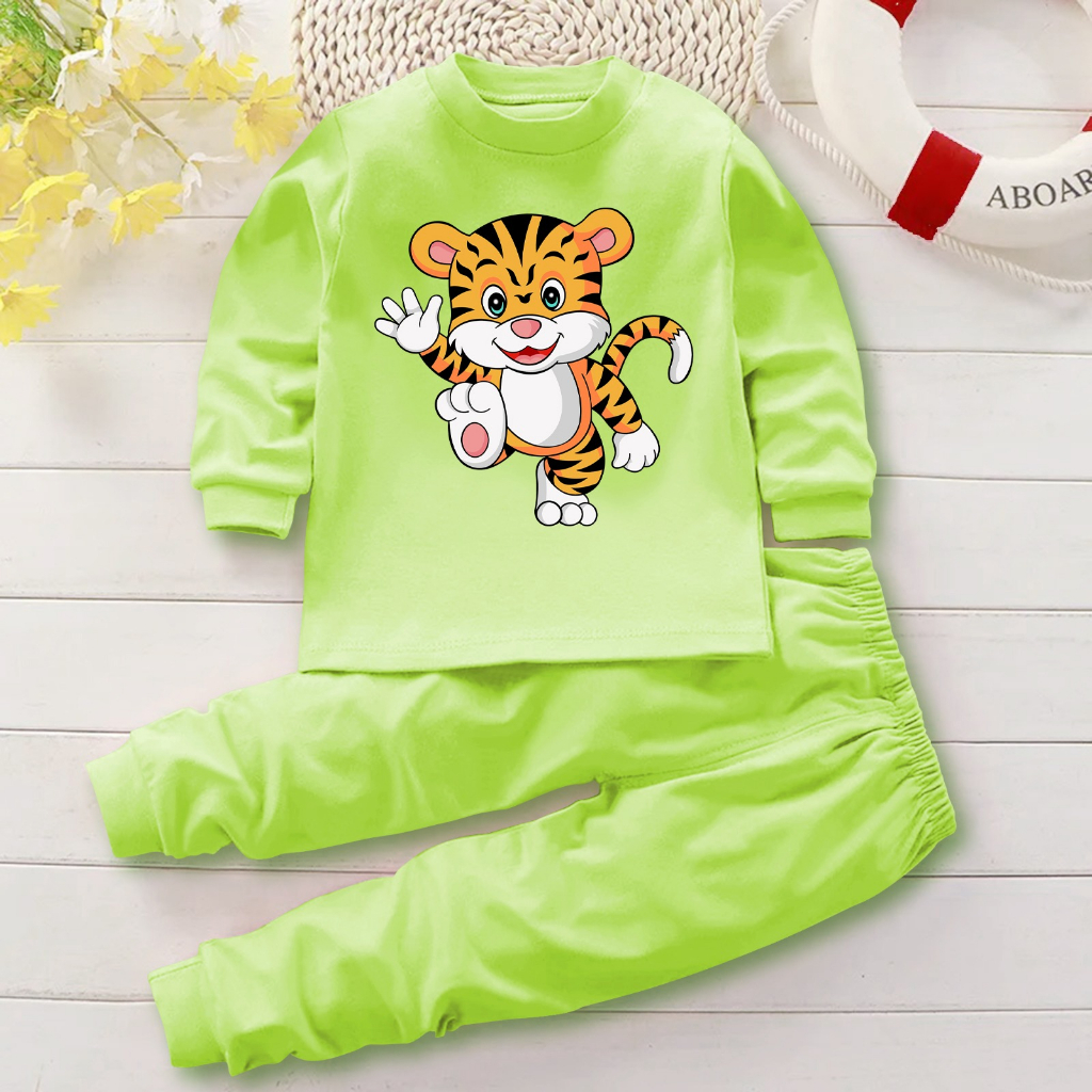 Setelan baju tidur piyama bayi perempuan laki laki usia 0-4 th motif tiger