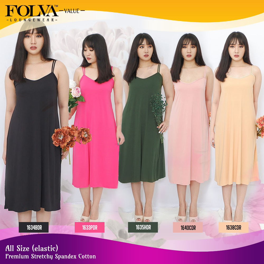 FOLVA dress tanktop baju tidur wanita daster spandex melar all size