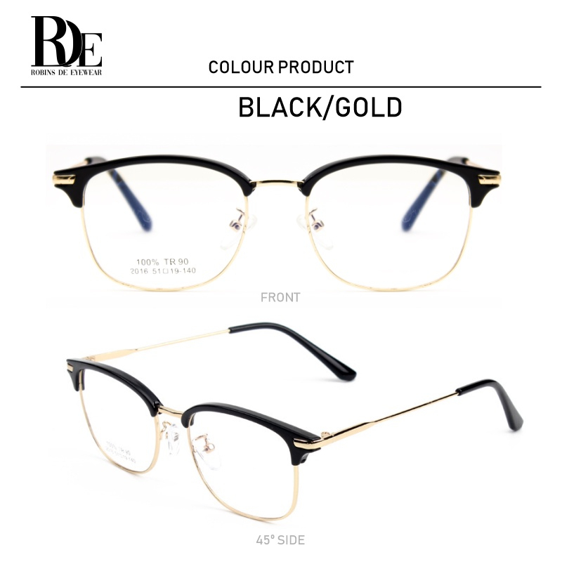 ROBINS Kacamata Photocromic Minus Style Bisnis Lentur Anti Radiasi Komputer Frame Kacamata Fashion Modern Blueray Bluecromic 2016-Black Gold