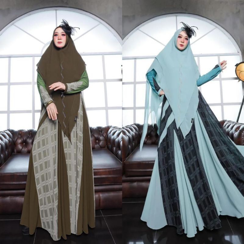 Ozora Series By Belifi Syari Original Gamis Syar'i Ceruty Babydoll Armani Printing Mix Jersey Korea 