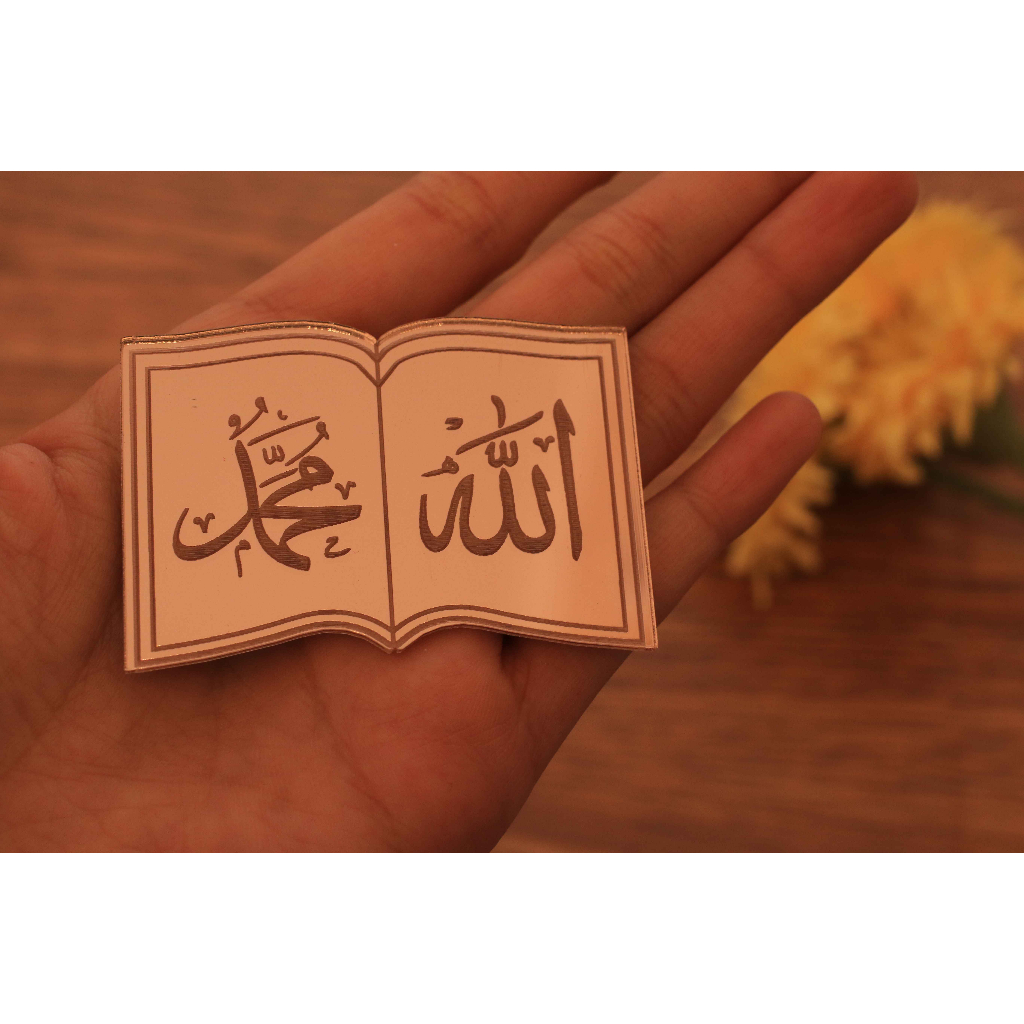 READY STOCK  Lafadz Allah & Muhammad hiasan mahar Akrilik Cermin Emas / Perak / ROSEGOLD