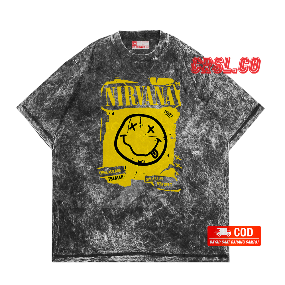 CRSL - KAOS BLACKWASH NIRVANA // KAOS BAND NIRVANA UNISEX BISA COD OVERSIZE