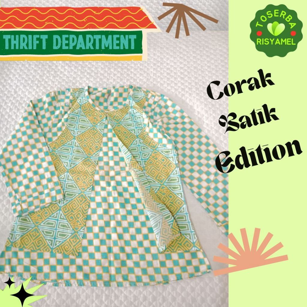 Baju Blouse Batik Motif Warna Hijau Kuning Pastel Katun | Batik Pekalongan