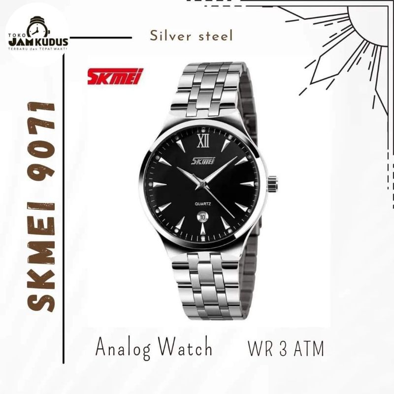 JAM TANGAN PRIA SKMEI 9071 SILVER ORIGINAL