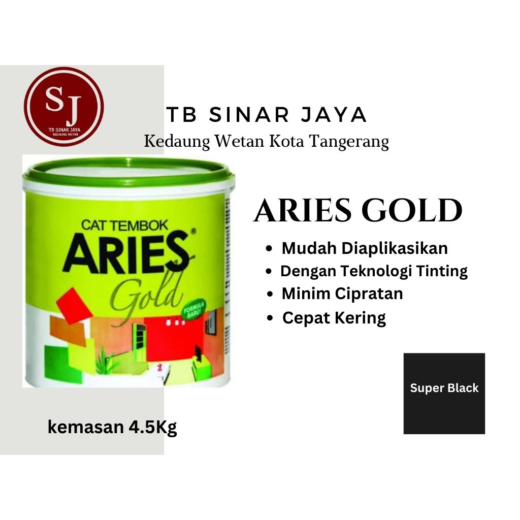 Aries Gold Galon 4.5kg Cat Tembok Dinding Plafon Interior - Super Black