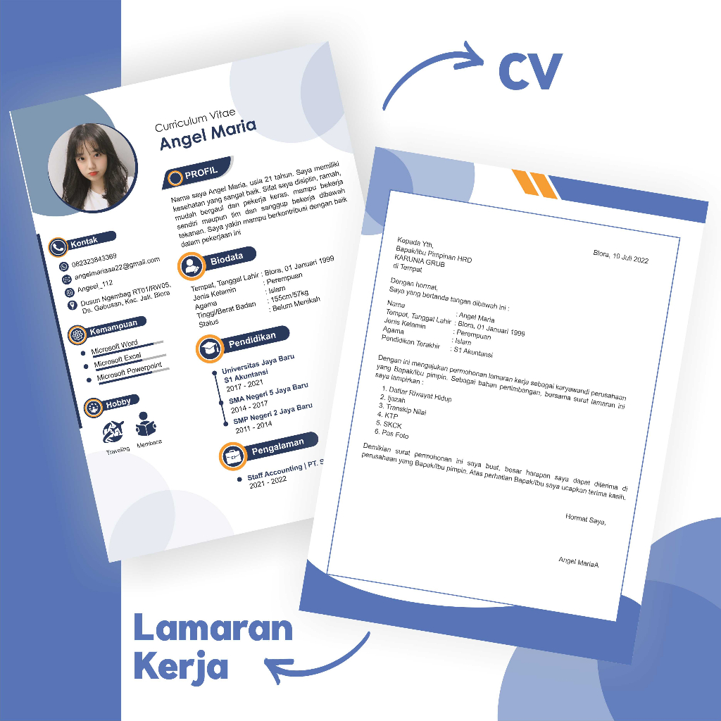 CV + Lamaran Kerja , Curriculum Vitae , Lamaran Kerja