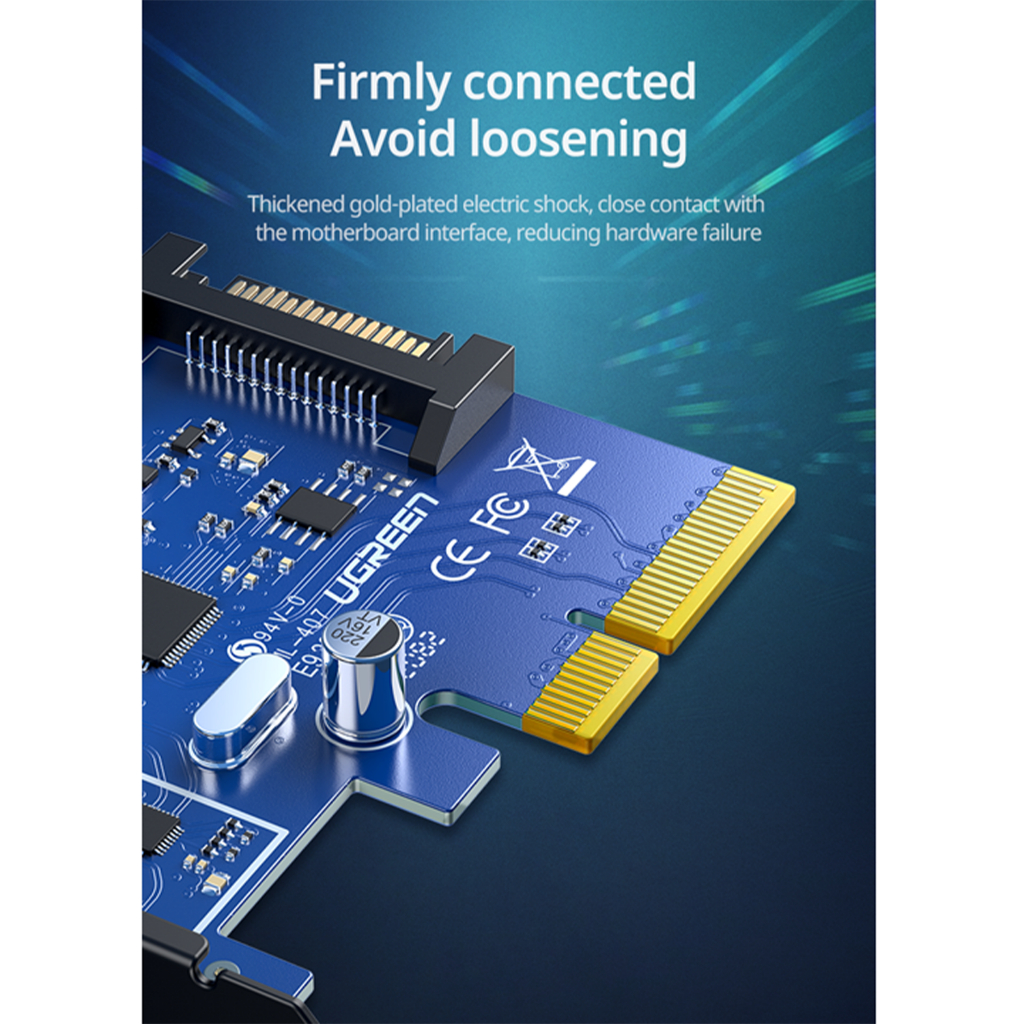 UGREEN PCI-E USB Type C 3.1 Expansion Card 2 Port Speed 10 Gbps PCIe X4/8/16