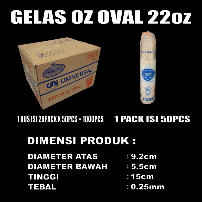 Gelas Oz Plastik Oval 12oz 14oz 16oz 18oz 22oz Pack Cup Pop ice SBY