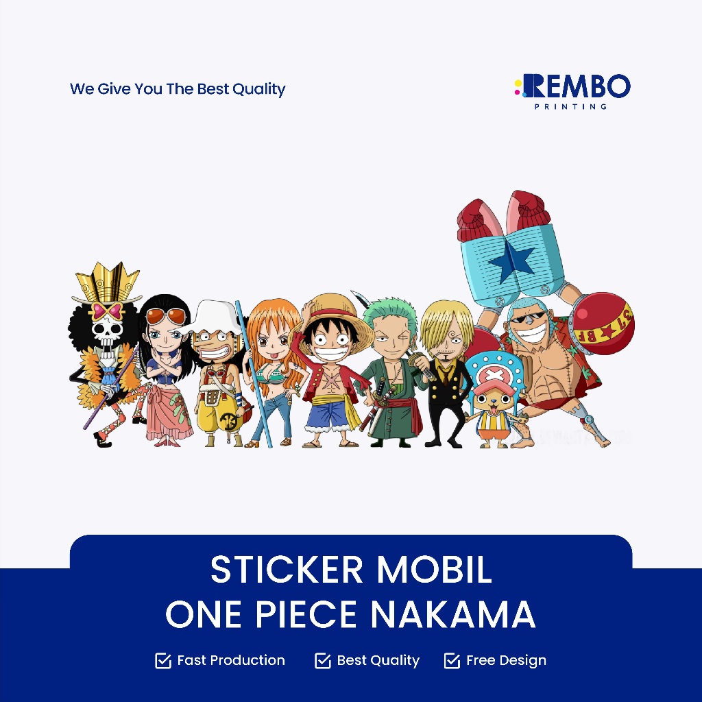 Sticker Mobil One Piece Nakama / Luffy / Sanji / Stiker Mobil Lucu Unik Murah