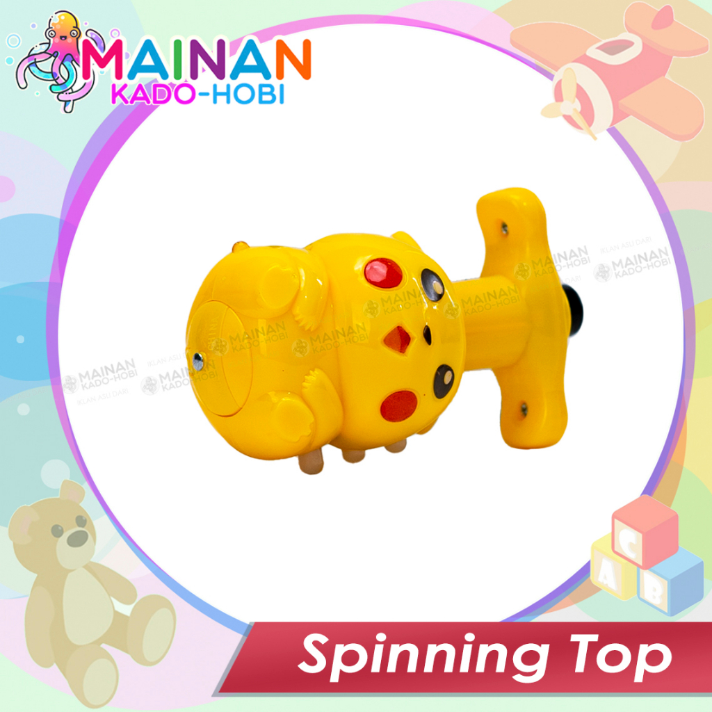 MAINAN MOTORIK ANAK SPINNING TOP GANGSING KARAKTER KARTUN PIKACHU